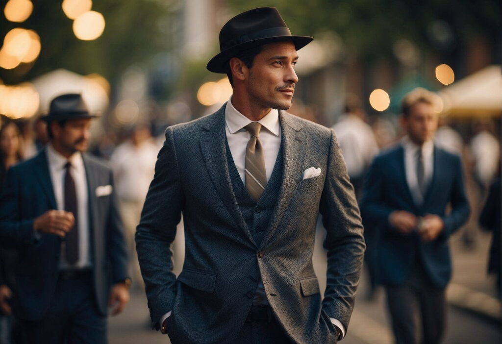 Чоловік одягнений у ретро стиль одягу