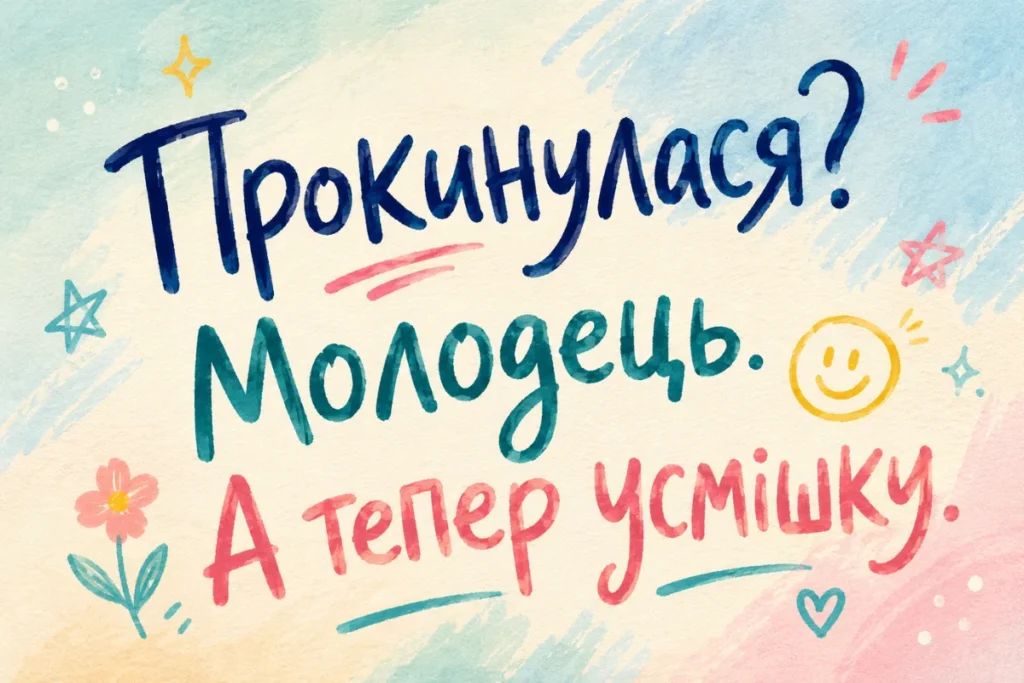 Кумедна ілюстрація з написом для ранку