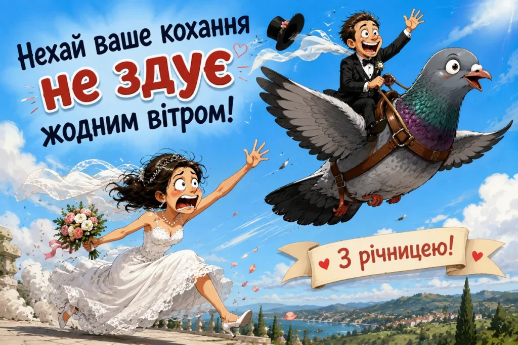 Весільний голуб кохання летить з нареченим