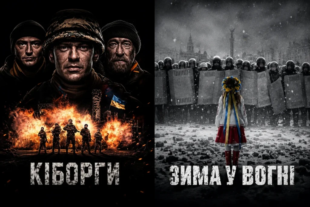 Постери фільмів: “Кіборги”, “Зима у вогні”