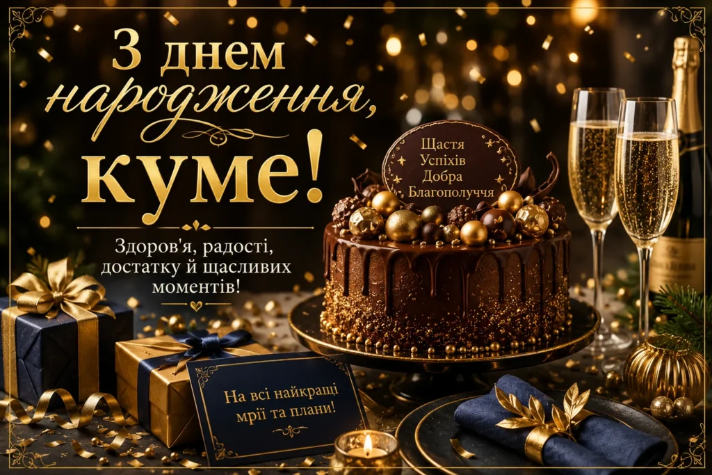 листівка з привітаннями куму з днем народження