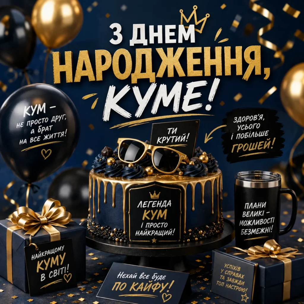 Прикольна картинка з днем народження куму