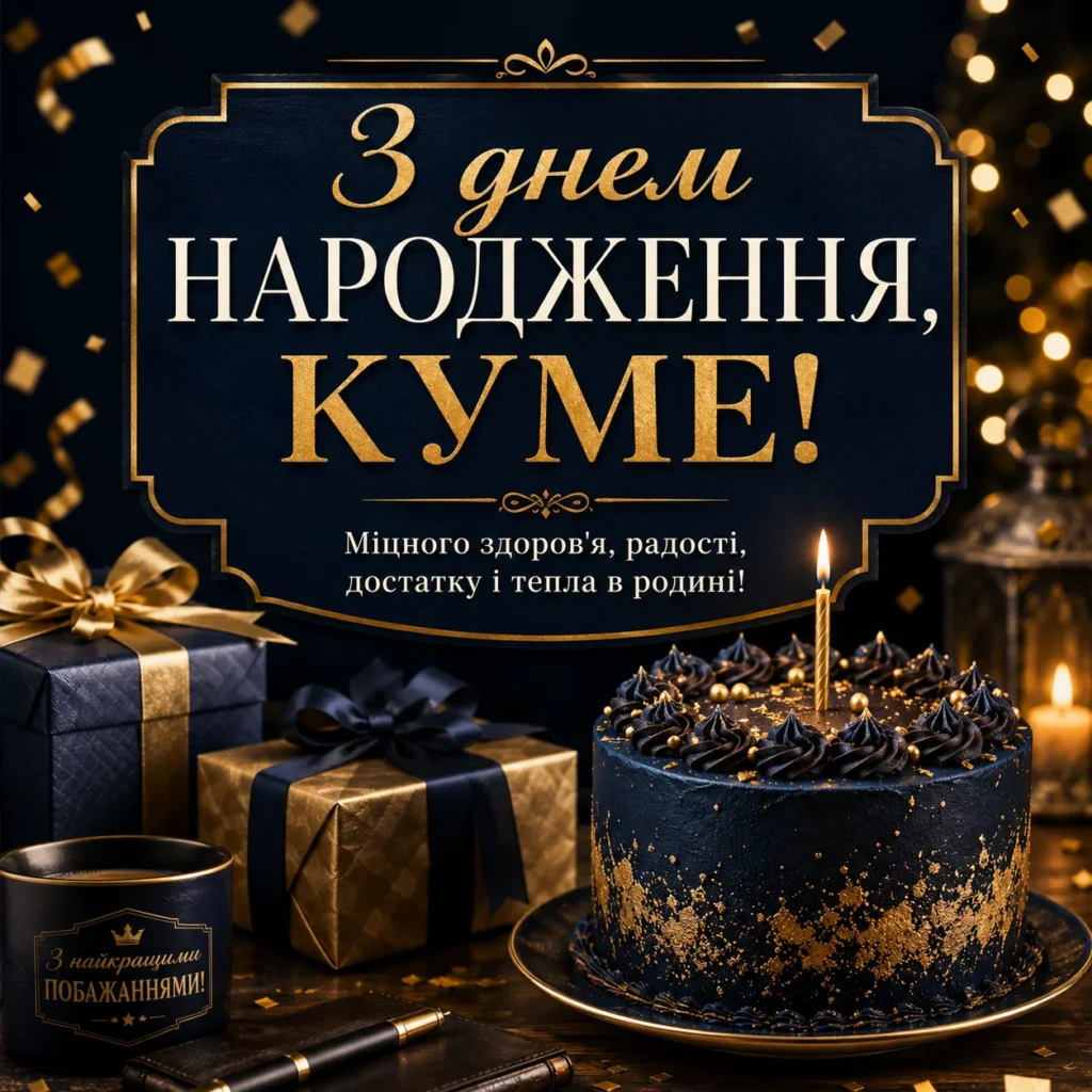 сучасна красива листівка куму з днем народження