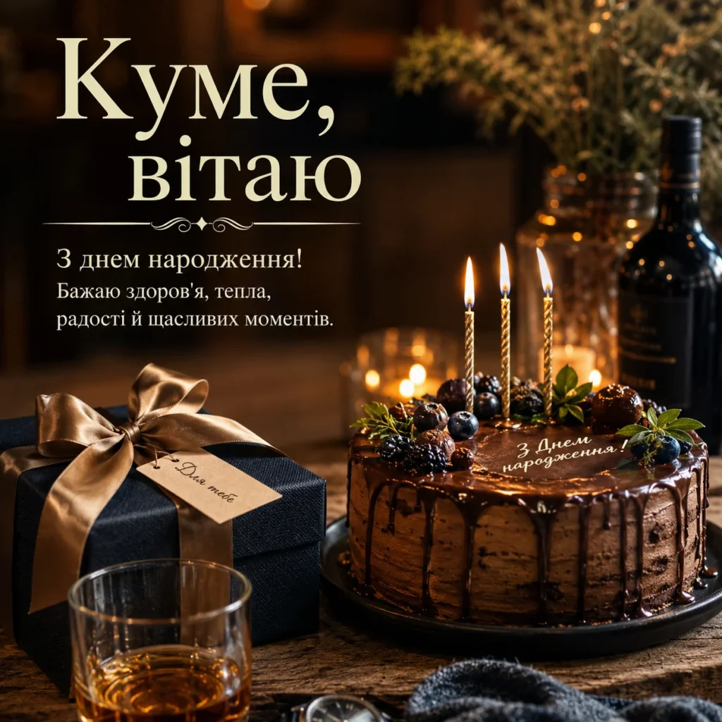 Щире привітання куму з днем народження картинка